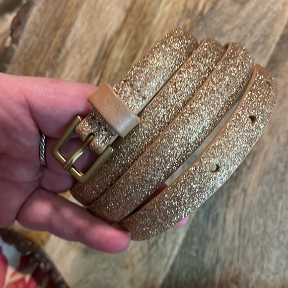 Vtg GAP Size XXL Glitter Metallic Gold Disco Belt Gold Closure SKINNY BELT NEW - Picture 7 of 16